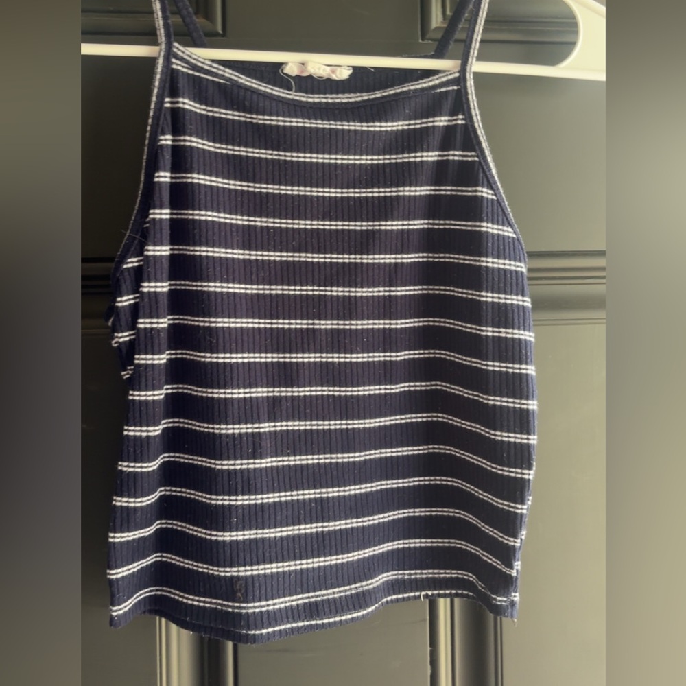 Striped Navy and White Tank Top